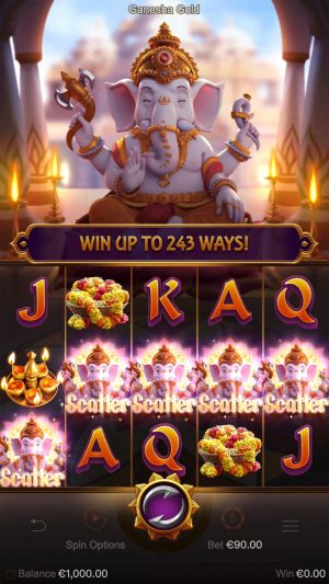 Ganesha Gold: vitória de 1.350 no free spin